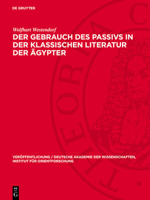 cover image of Der Gebrauch des Passivs in der klassischen Literatur der Ägypter